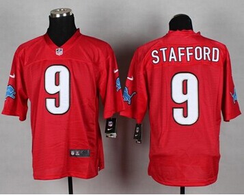 New Detroit Lions #9 Matthew Stafford Red NFL Elite QB Practice Jersey