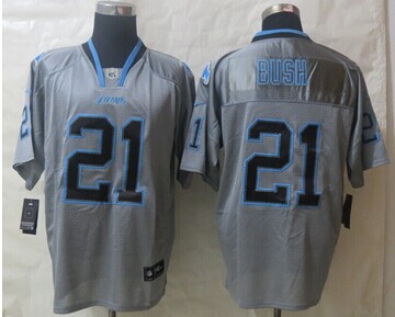 NEW Detroit Lions #21 Reggie Bush Lights Out Grey NFL Elite Jersey