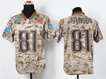 NEW Detroit Lions #81 Calvin Johnson Camo NFL Elite USMC Jersey(USA)