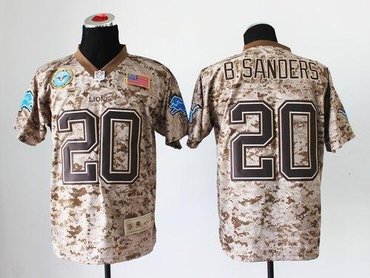 NEW Detroit Lions #20 Barry Sanders Camo NFL Elite USMC Jersey(USA)