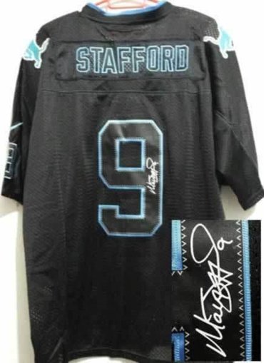 NEW Signed Elite Detroit Lions 9 Matthew Stafford Lights out Black