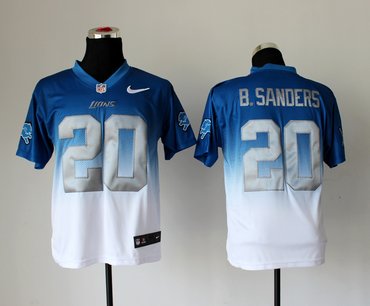 NEW Detroit Lions #20 Barry Sanders Blue White Drift Fashion II Elite NFL Jerseys