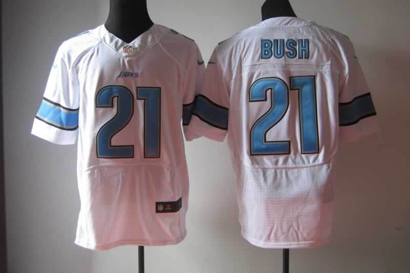 NEW NFL Detroit Lions 21 Reggie Bush White Jerseys (Elite)