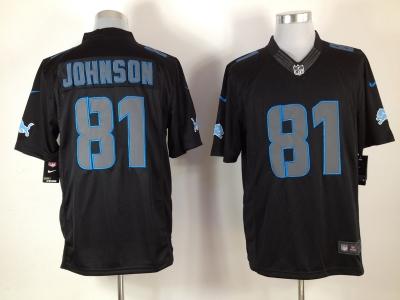 2012 NEW NFL Detroit Lions 81 Calvin Johnson Black Jerseys (Impact Limited)