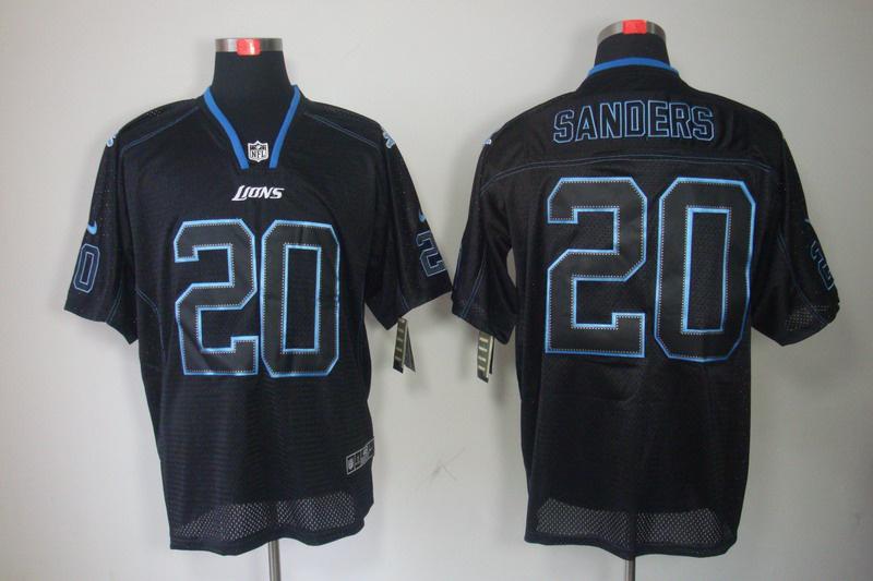 NEW NFL Detroit Lions 20 B.sanders Lights Out Black Elite Jerseys