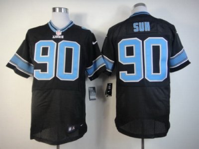 2012 NEW NFL Detroit Lions 90 Ndamukong Suh Black Jerseys (Elite)