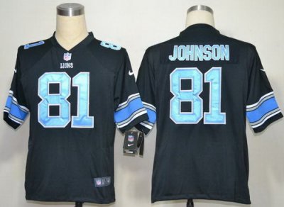 2012 NEW NFL Detroit Lions 81 Calvin Johnson Black Jerseys (Game)