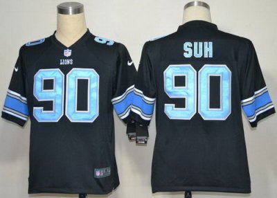 2012 NEW NFL Detroit Lions 90 Ndamukong Suh Black Jerseys (Game)