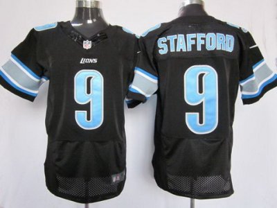 2012 NEW NFL Detroit Lions 9 Matthew Stafford Black Jerseys (Elite)