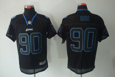 2012 NEW NFL Detroit Lions 90 Ndamukong Suh Lights Out Black Elite Jerseys