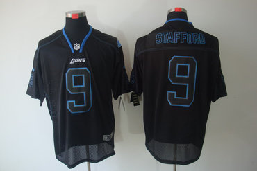 2012 NEW NFL Detroit Lions 9 Matthew Stafford Lights Out Black Elite Jerseys