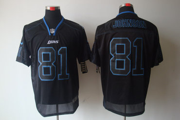 2012 NEW NFL Detroit Lions 81 Calvin Johnson Lights Out Black Elite Jerseys