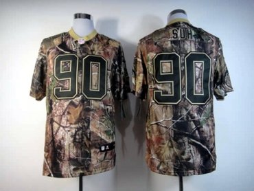 NEW Detroit Lions 90 Ndamukong Suh Camo Realtree NFL Jerseys(Elite)