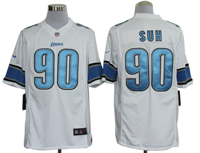 2012 NEW NFL Detroit Lions 90 Ndamukong Suh White Jerseys (Limited)