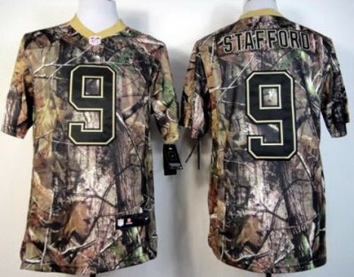 2012 NEW Detroit Lions 9 Matthew Stafford Camo Realtree Elite NFL Jerseys