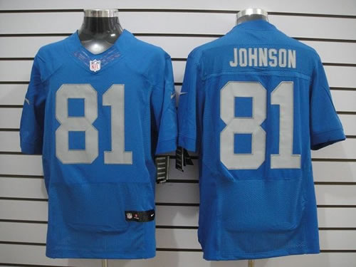 2012 NEW NFL Detroit Lions 81 Calvin Johnson Blue Colors Alternate Jerseys(Elite)