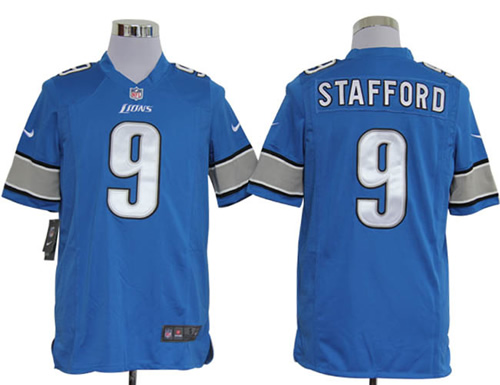 2012 NEW nfl detroit lions 9 matthew stafford blue jerseys (game)