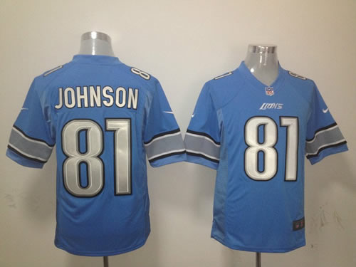 2012 NEW nfl detroit lions 81 calvin johnson blue jerseys (game)