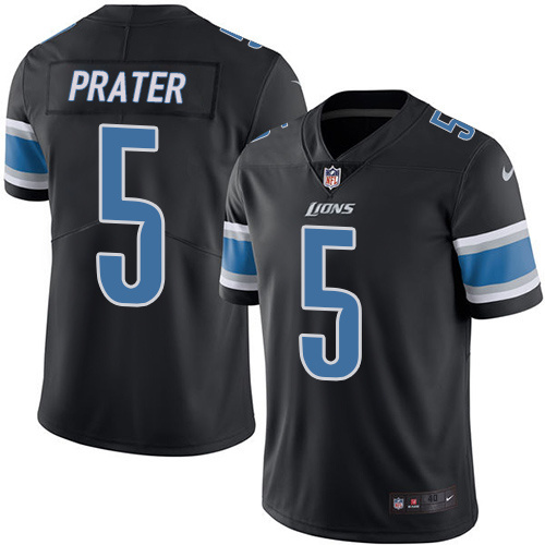 Nike Lions 5 Prater Matt Jeremiah Black Color Rush Limited Jersey