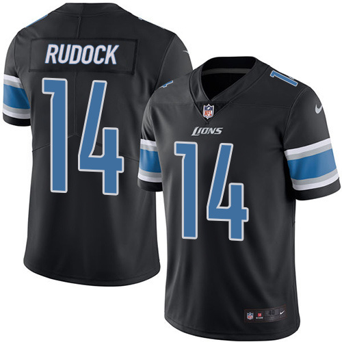 Nike Lions 14 Rudock Jake Black Color Rush Limited Jersey