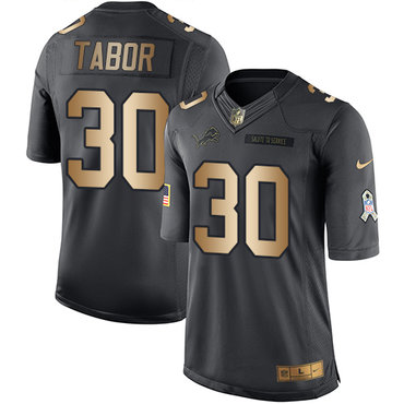 Nike Lions #30 Teez Tabor Black Men's Stitched NFL Limited Gold Salute To Service Jersey