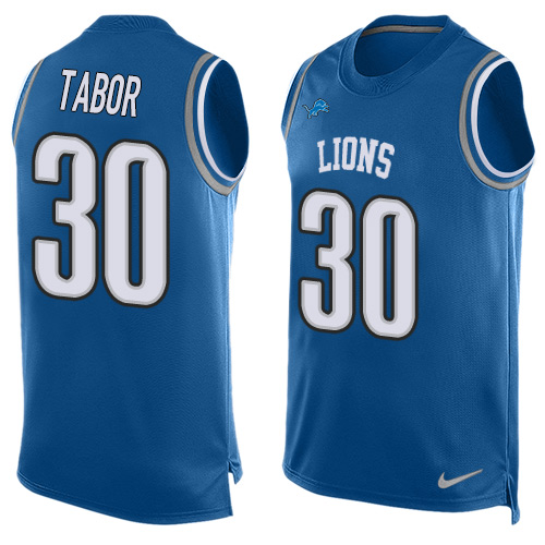 Nike Lions #30 Teez Tabor Blue Team Color Men's Stitched NFL Limited Tank Top Jersey