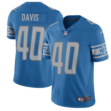 Nike Lions #40 Jarrad Davis Blue Team Color Men's Stitched NFL Vapor Untouchable Limited Jersey