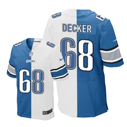 Nike Lions #68 Taylor Decker Blue White Men's Stitched NFL Elite Split Jersey