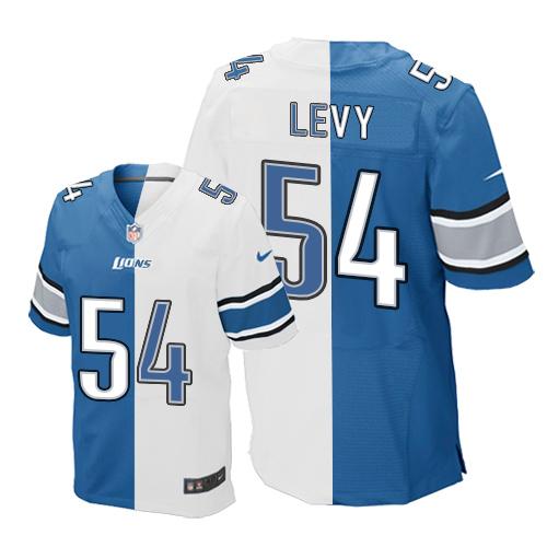 Nike Lions #54 DeAndre Levy Blue White Men's Stitched NFL Elite Split Jersey