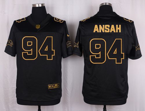 Nike Lions #94 Ziggy Ansah Black Men's Stitched NFL Elite Pro Line Gold Collection Jersey