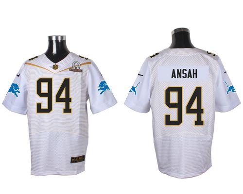 Nike Lions #94 Ziggy Ansah White 2016 Pro Bowl Men's Stitched NFL Elite Jersey