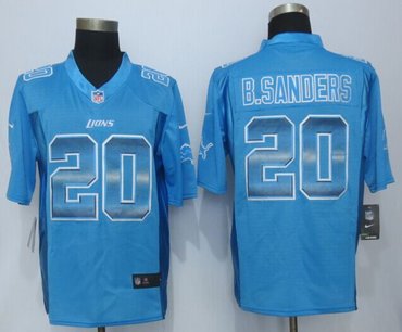 2015 New New Detroit Lions #20 B.Sanders Blue Strobe Limited Jersey