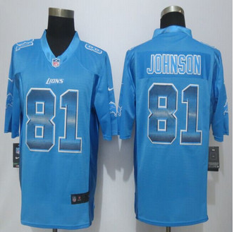 2015 New Detroit Lions #81 Andre Johnson Pro Line Blue Fashion Strobe Jersey