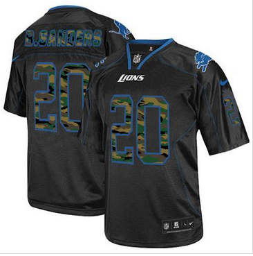 NEW Detroit Lions #20 Barry Sanders Black NFL Elite Camo Fashion Jersey