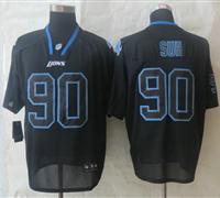 New Detroit Lions #90 Ndamukong Suh Lights Out Black Elite Jersey