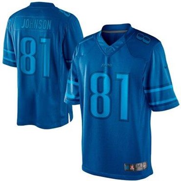 NEW Calvin Johnson Detroit Lions Drenched Limited Jerseys(Light Blue)