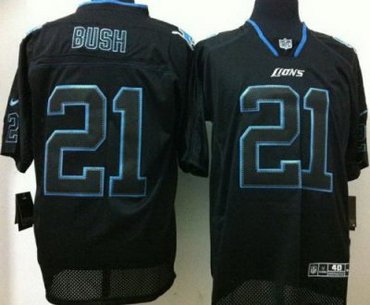 NEW Detroit Lions 21 Reggie Bush Black Light Out Elite NFL Jerseys