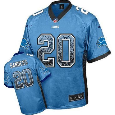 NEW Detroit Lions #20 Barry Sanders Blue Stitched NFL Elite Drift Fashion Jerseys