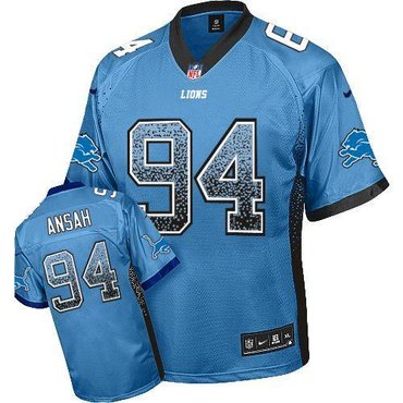 NEW Detroit Lions #94 Ziggy Ansah Blue Stitched NFL Elite Drift Fashion Jerseys