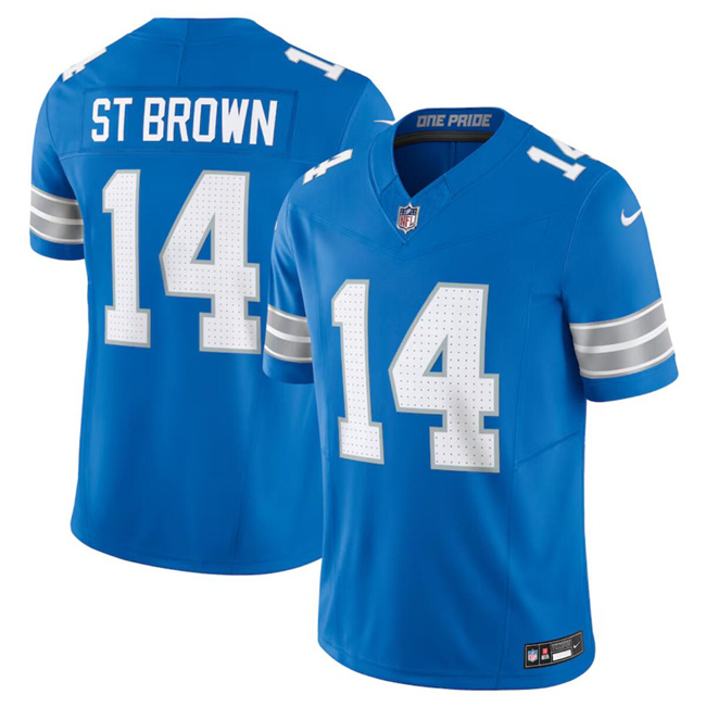 Men's Detroit Lions #14 Amon-Ra St. Brown Blue 2024 F.U.S.E. Vapor Limited Stitched Jersey