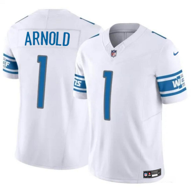 Men's Detroit Lions #1 Terrion Arnold White 2024 Draft F.U.S.E. Vapor Untouchable Limited Stitched Jersey