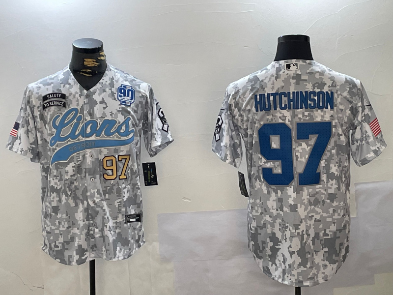 Men's Detroit Lions #97 Aidan Hutchinson 2024 Arctic Camo Salute To Service Stitched Baseball Jersey 5