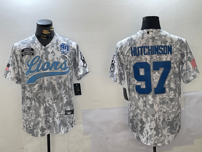 Men's Detroit Lions #97 Aidan Hutchinson 2024 Arctic Camo Salute To Service Stitched Baseball Jersey 3