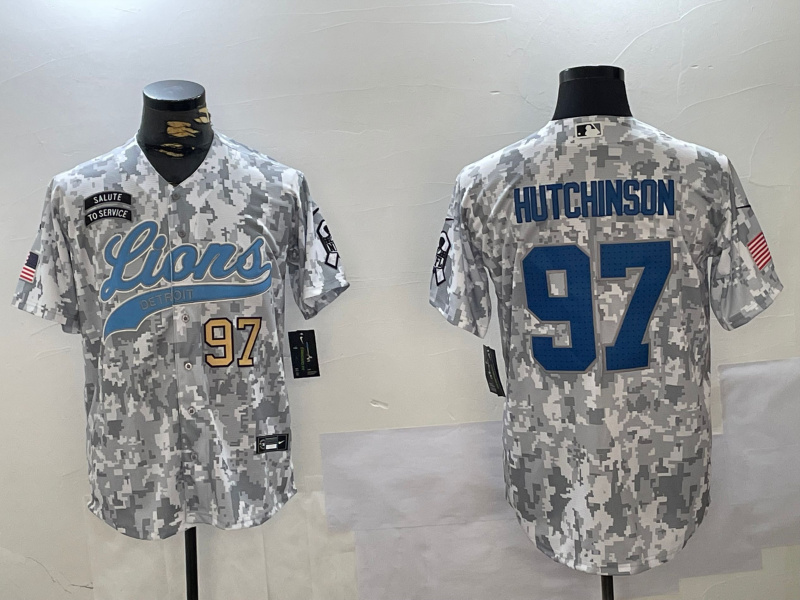 Men's Detroit Lions #97 Aidan Hutchinson 2024 Arctic Camo Salute To Service Stitched Baseball Jersey 2