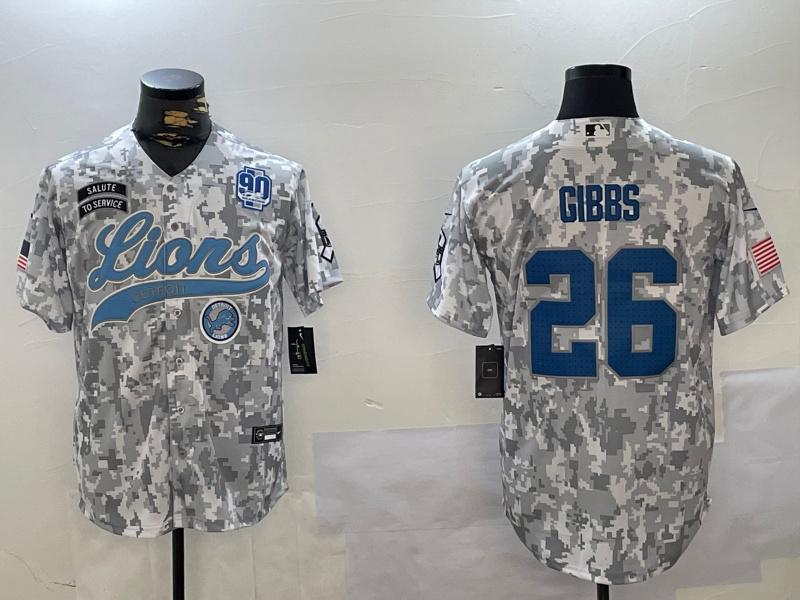 Men's Detroit Lions #26 Jahmyr Gibbs 2024 Arctic Camo Salute To Service Stitched Baseball Jersey 6