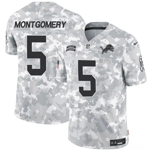 Men's Detroit Lions #5 David Montgomery 2024 F.U.S.E Arctic Camo Salute To Service Limited Stitched Football Jersey