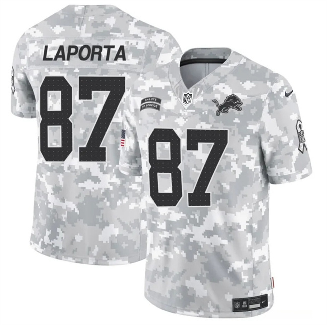 Men's Detroit Lions #87 Sam LaPorta 2024 F.U.S.E Arctic Camo Salute To Service Limited Stitched Football Jersey