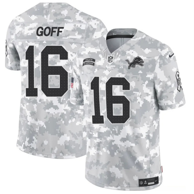 Men's Detroit Lions #16 Jared Goff 2024 F.U.S.E Arctic Camo Salute To Service Limited Stitched Football Jersey