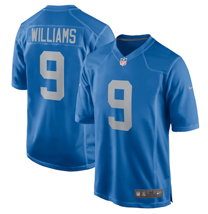 Men's Detroit Lions #9 Jameson Williams 2022 Blue Stitched Game Jerseys