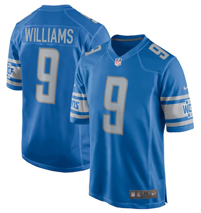 Men's Detroit Lions #9 Jameson Williams 2022 Blue Stitched Game Jersey